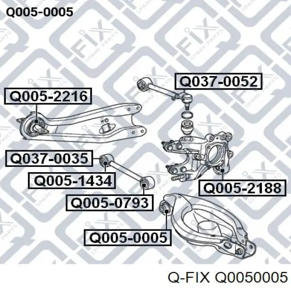 Q005-0005 Q-fix suspensión, brazo oscilante trasero inferior