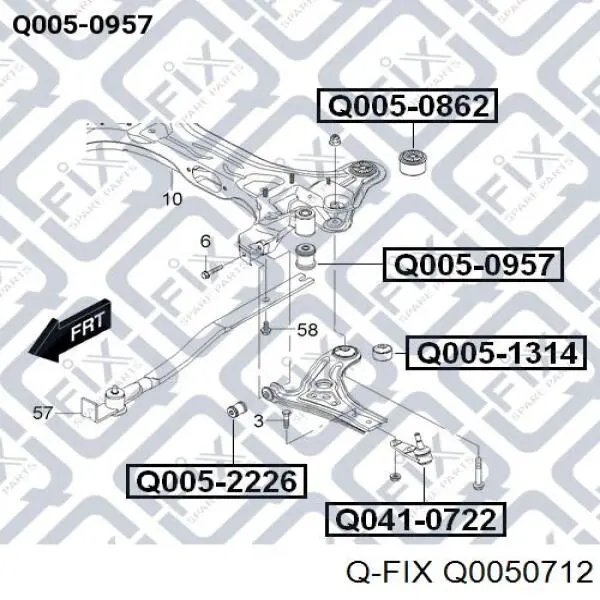 Q0050712 Q-fix buje, barra de dirección