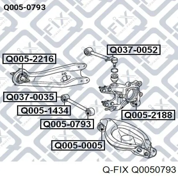 Q0050793 Q-fix suspensión, barra transversal trasera, exterior