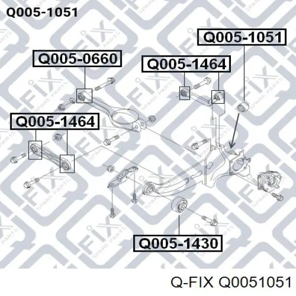 Q0051051 Q-fix suspensión, brazo oscilante trasero, trasera