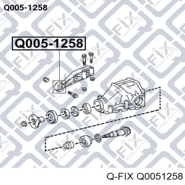 Q0051258 Q-fix silentblock,suspensión, cuerpo del eje trasero, delantero