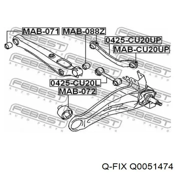 Q0051474 Q-fix suspensión, barra transversal trasera, exterior