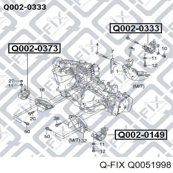 Silentblock delantero del soporte de la traviesa del diferencial trasero Q0051998 Q-fix