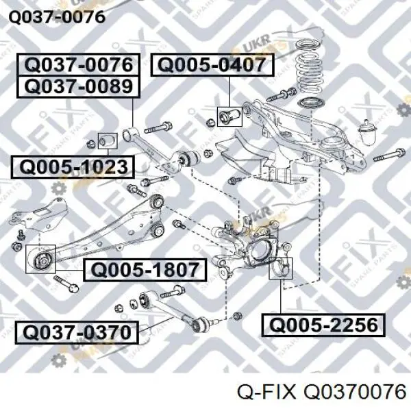 Q037-0076 Q-fix brazo suspension trasero superior izquierdo