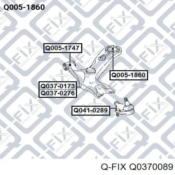 Brazo superior derecho de la suspensión trasera Q0370089 Q-fix