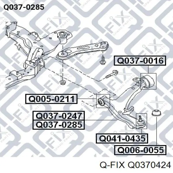 Q0370424 Q-fix Brazo inferior derecho de la suspensión delantera