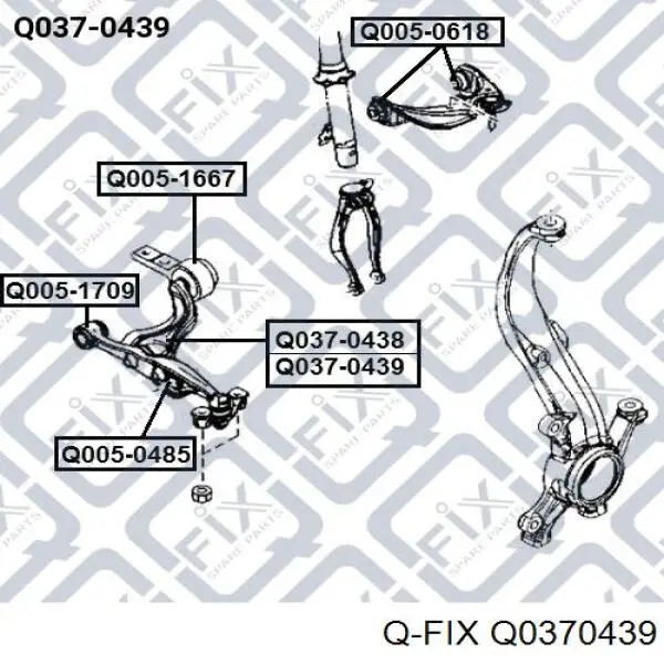 Q0370439 Q-fix barra oscilante, suspensión de ruedas delantera, inferior derecha