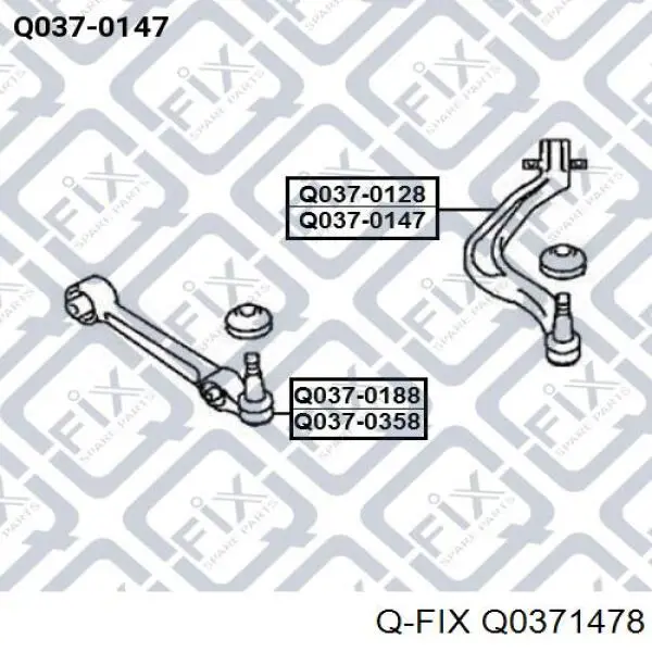 Q0371478 Q-fix barra oscilante, suspensión de ruedas delantera, inferior derecha