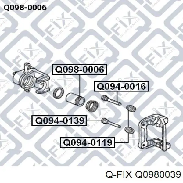 Q0980039 Q-fix émbolo, pinza del freno trasera