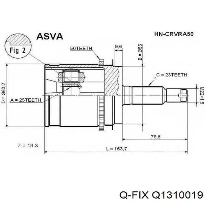 Q1310019 Q-fix junta homocinética interior delantera derecha