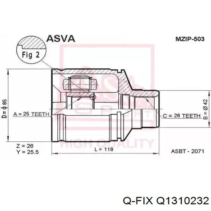 Q1310232 Q-fix Junta homocinética interna delantera derecha