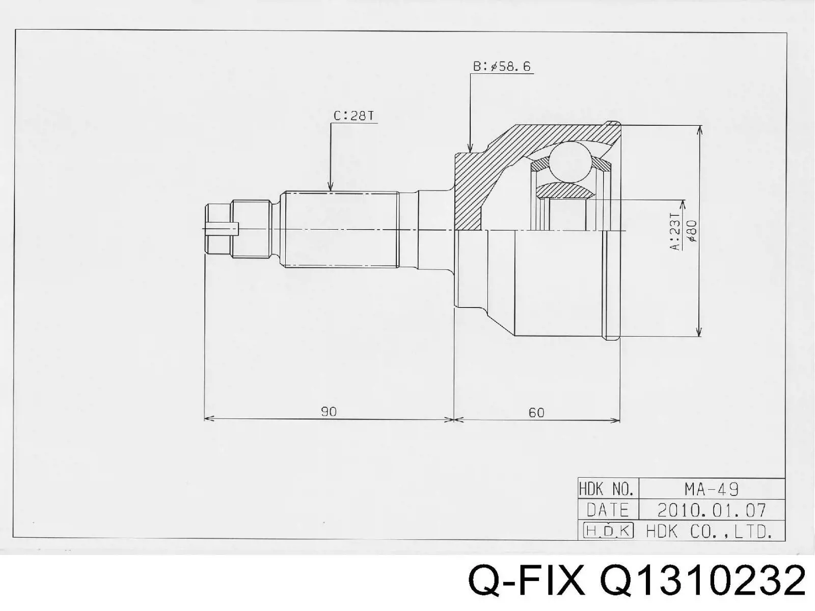 Comprar Q1310232 Q-fix Junta homocinética interna delantera derecha