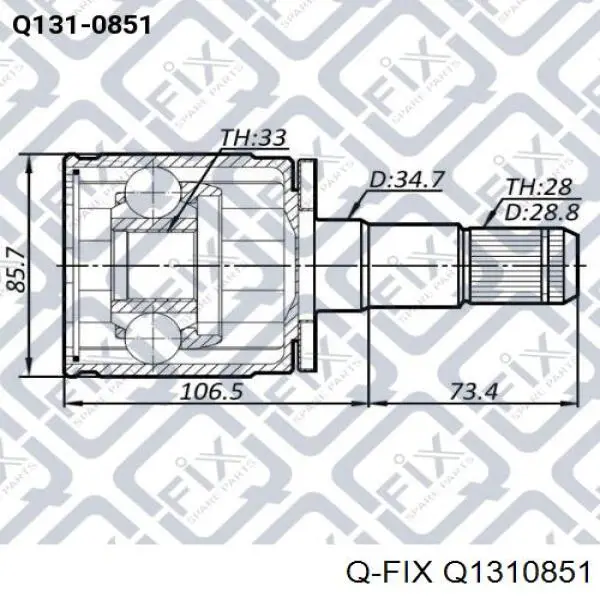 Q131-0851 Q-fix junta homocinética interior delantera izquierda