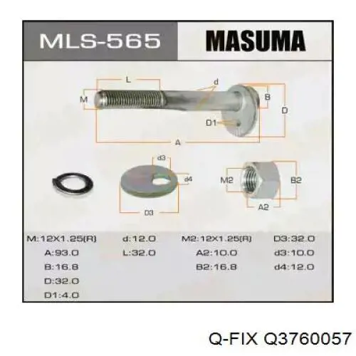 Q3760057 Q-fix Perno interior del brazo de caída trasero