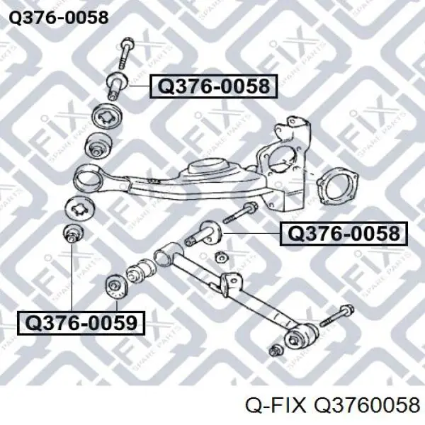Q3760058 Q-fix Perno interior del brazo de caída trasero
