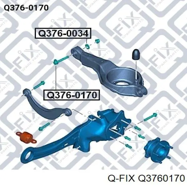 Q3760170 Q-fix Perno de fijación interior del brazo oscilante inferior trasero