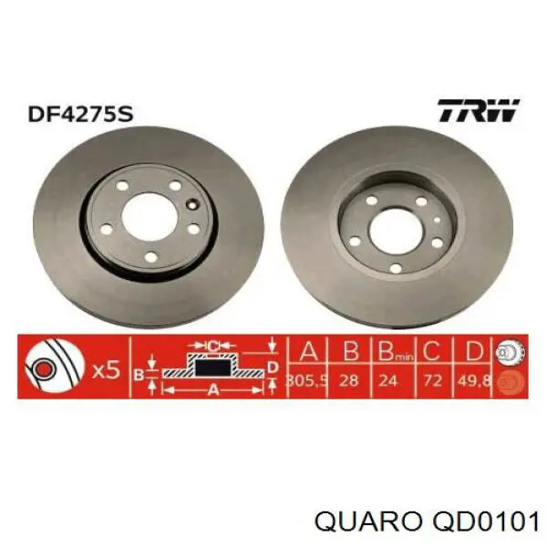 Freno de disco delantero Renault Trafic 2 FL