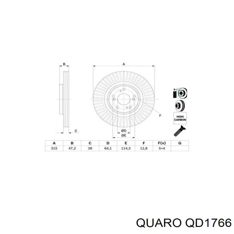 QD1766 Quaro freno de disco delantero