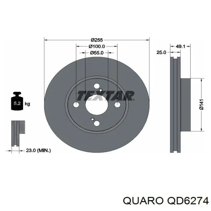 QD6274 Quaro freno de disco delantero