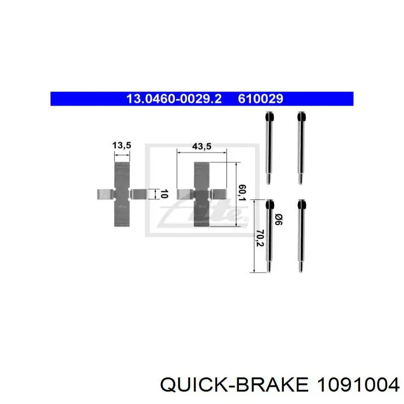 109-1004 Quick Brake conjunto de muelles almohadilla discos delanteros