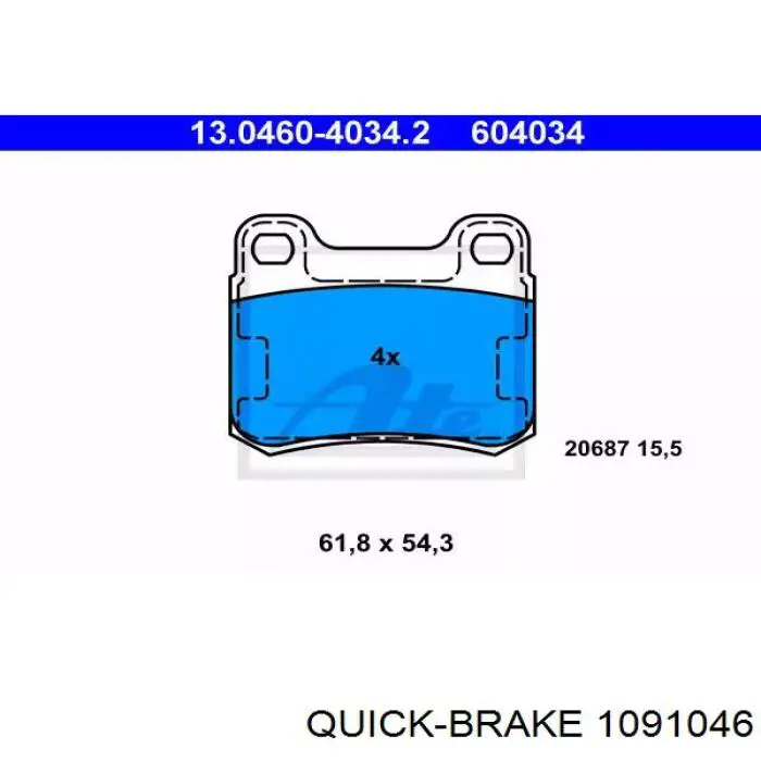 109-1046 Quick Brake juego de reparación, pastillas de frenos