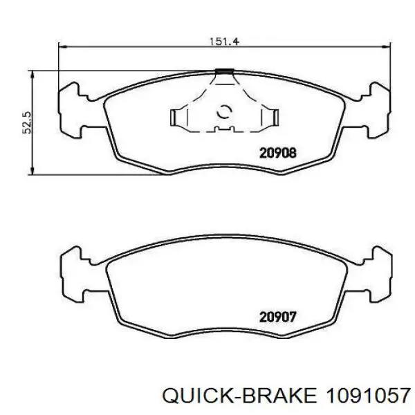 109-1057 Quick Brake conjunto de muelles almohadilla discos delanteros