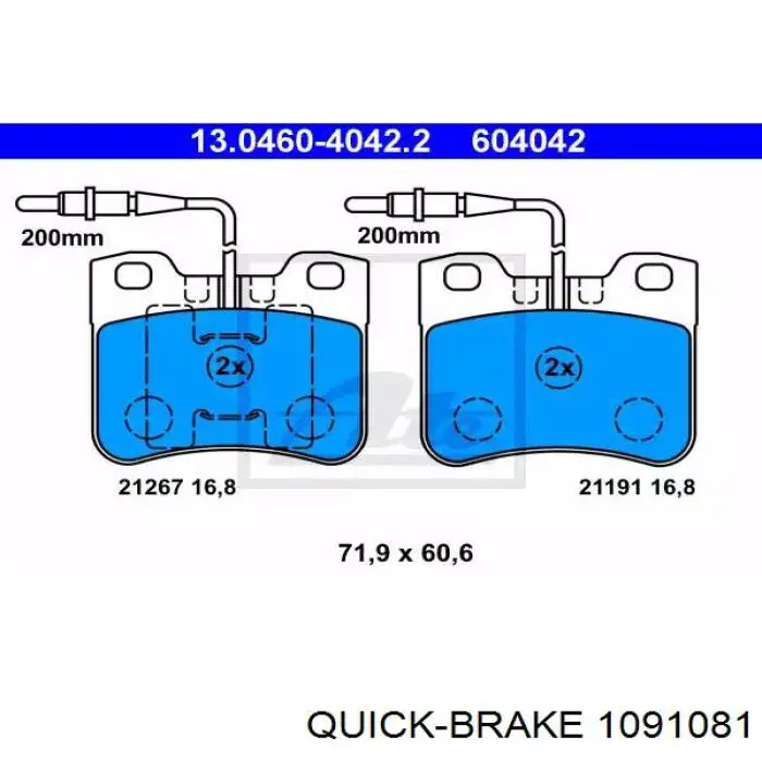 109-1081 Quick Brake juego de reparación, pastillas de frenos