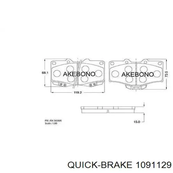 1091129 Quick Brake Juego de reparación, pastillas de frenos