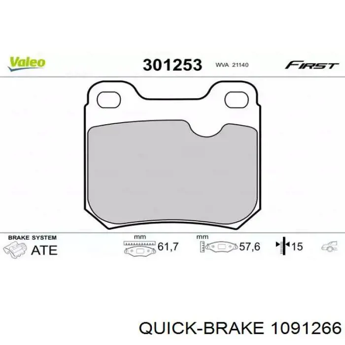 109-1266 Quick Brake juego de reparación, pastillas de frenos