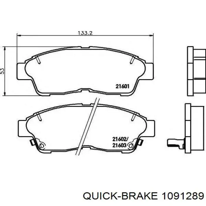 109-1289 Quick Brake conjunto de muelles almohadilla discos delanteros