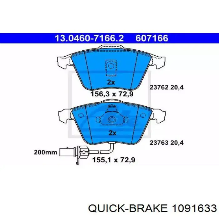 109-1633 Quick Brake conjunto de muelles almohadilla discos delanteros