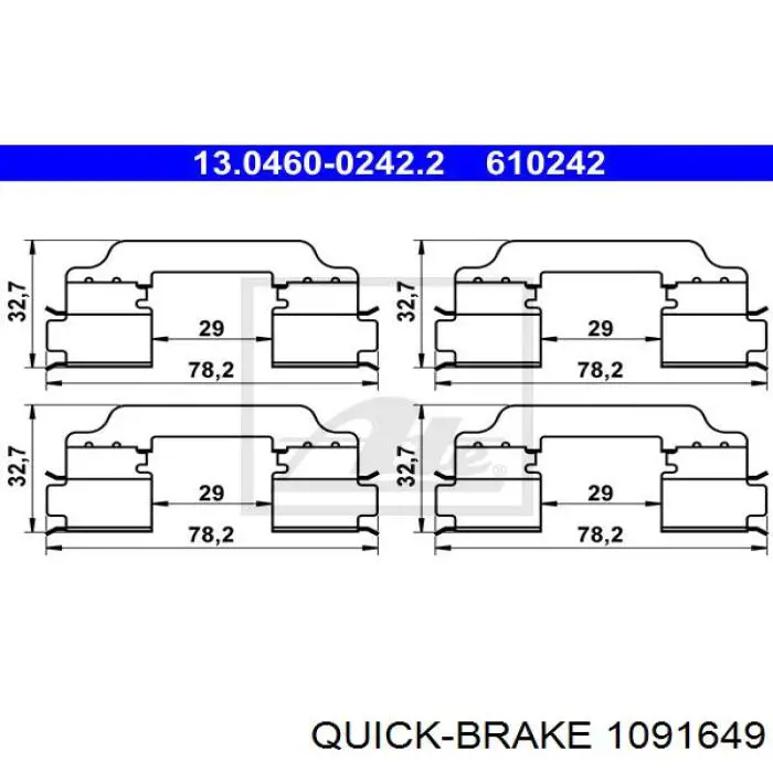 109-1649 Quick Brake conjunto de muelles almohadilla discos delanteros