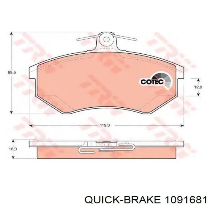 109-1681 Quick Brake juego de reparación, pastillas de frenos
