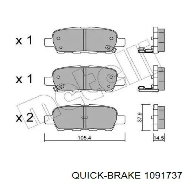 Juego de resortes de sujeción de pastillas de freno traseras 1091737 Quick Brake