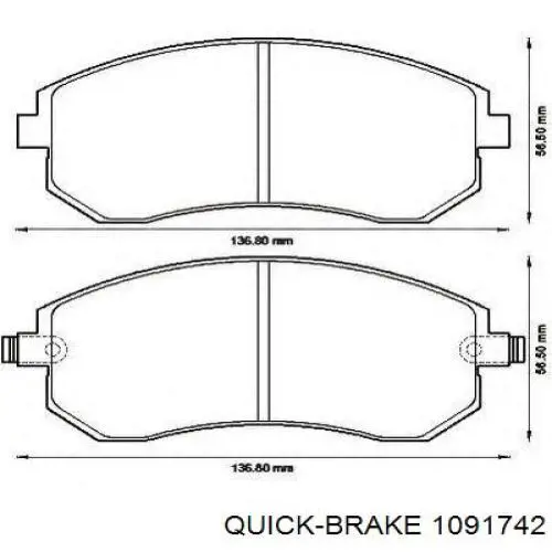 109-1742 Quick Brake conjunto de muelles almohadilla discos delanteros