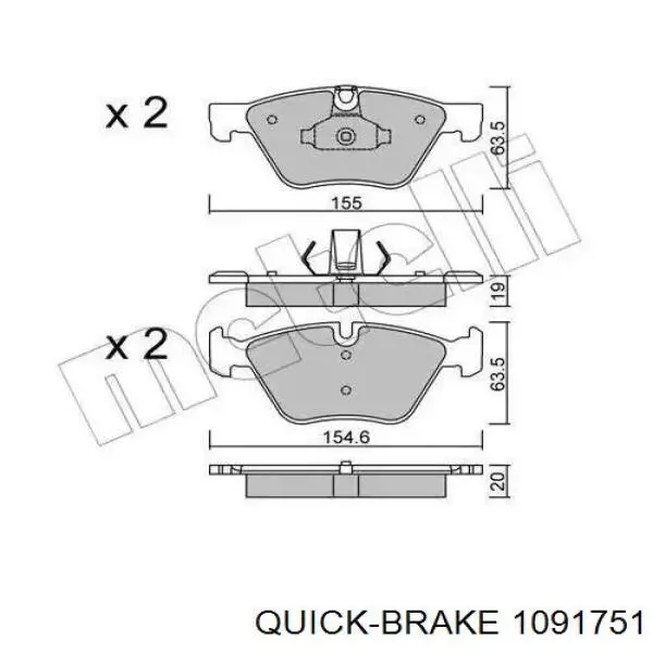 109-1751 Quick Brake conjunto de muelles almohadilla discos delanteros