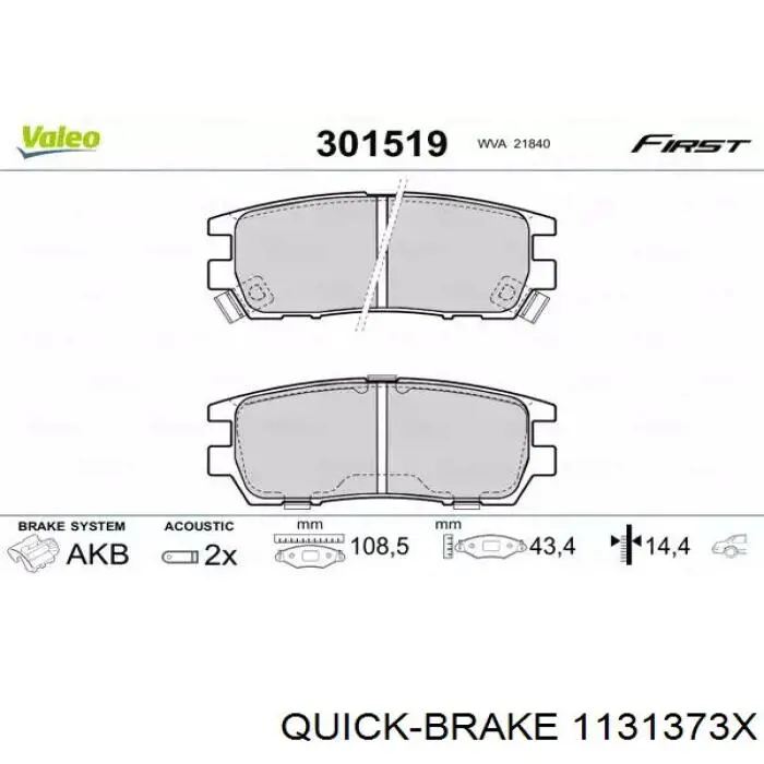 Comprar 1131373X Quick Brake Pasador guía de la pinza de freno trasera