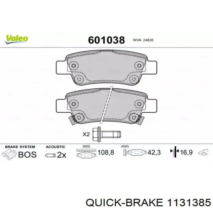 Pastillas traseras de freno Quick Brake 1131385 precio, desde 5,55 EUR