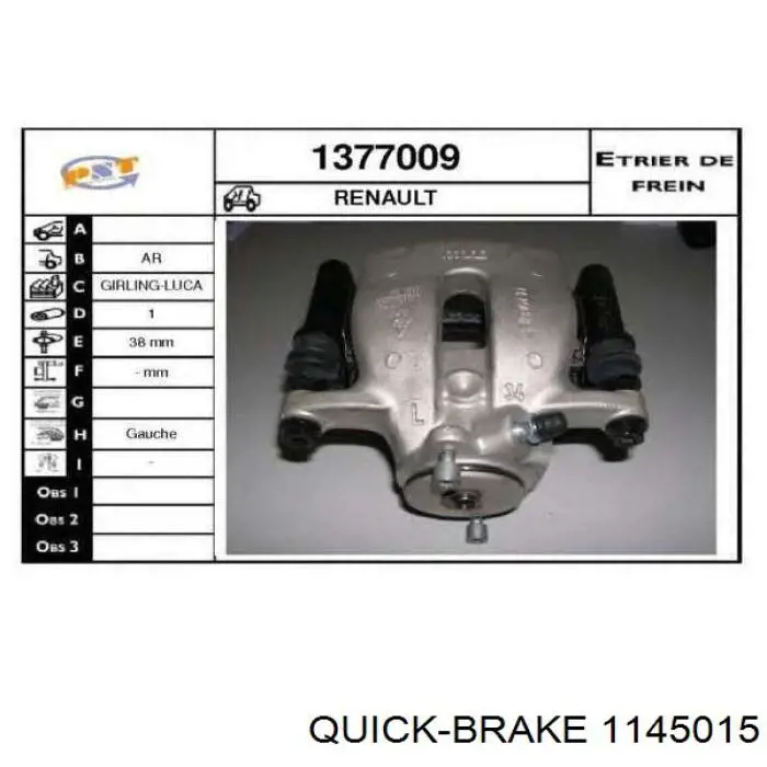 Comprar 1145015 Quick Brake Juego de reparación, pinza de freno trasero