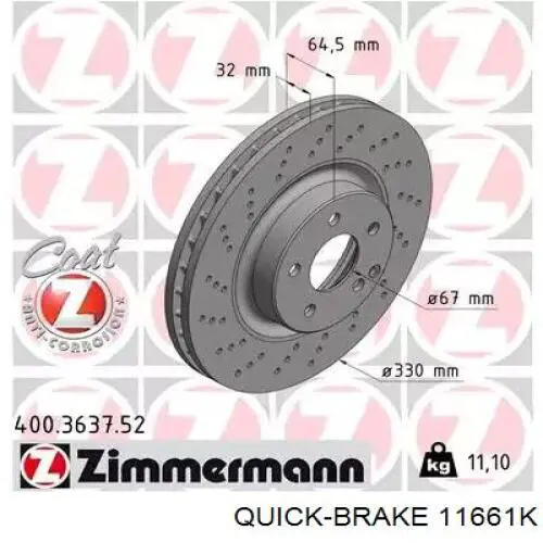 Comprar 11661K Quick Brake Tornillo de disco de freno