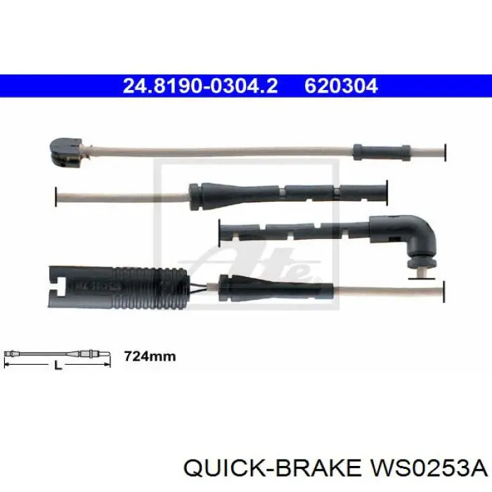 WS0253A Quick Brake contacto de aviso, desgaste de los frenos