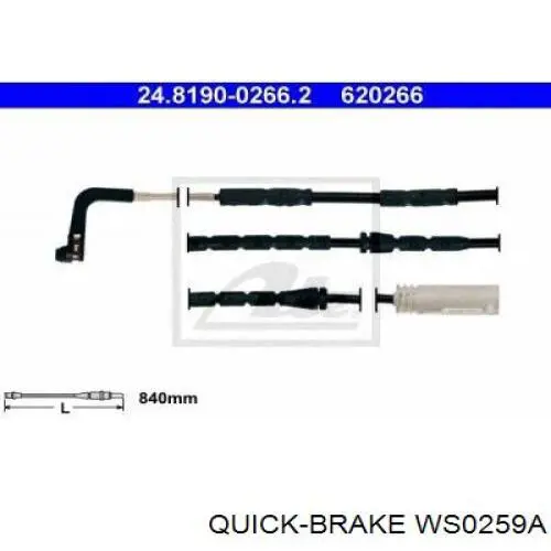 WS0259A Quick Brake contacto de aviso, desgaste de los frenos
