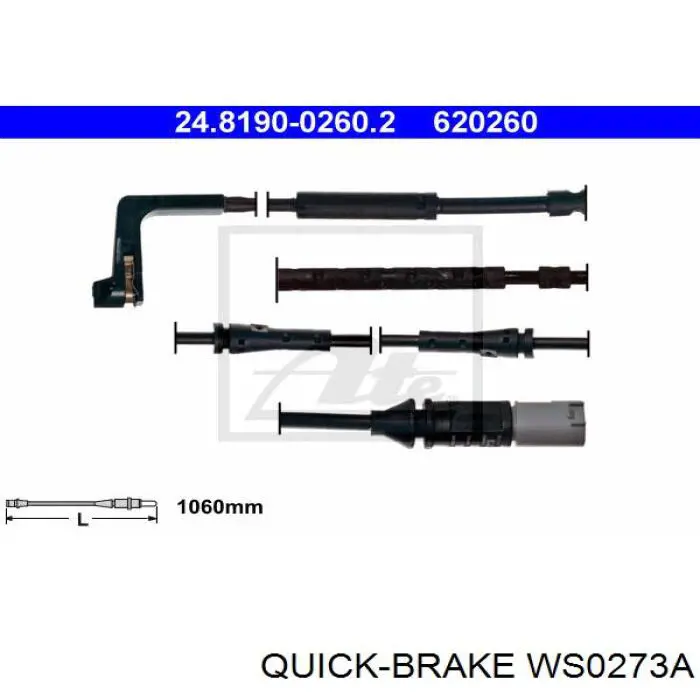 WS 0273 A Quick Brake contacto de aviso, desgaste de los frenos, delantero izquierdo