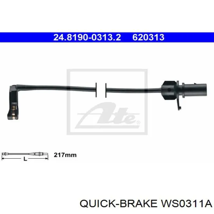 WS 0311 A Quick Brake contacto de aviso, desgaste de los frenos, trasero