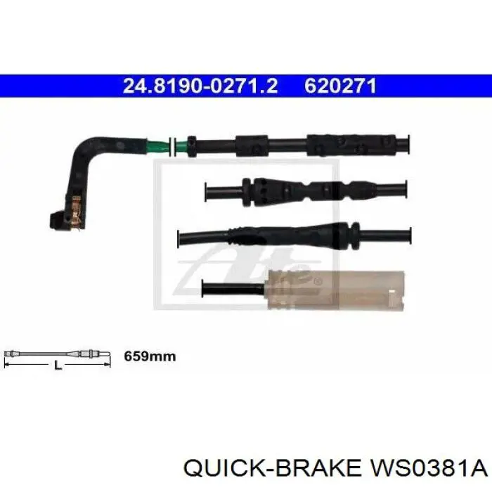 WS0381A Quick Brake contacto de aviso, desgaste de los frenos, delantero derecho