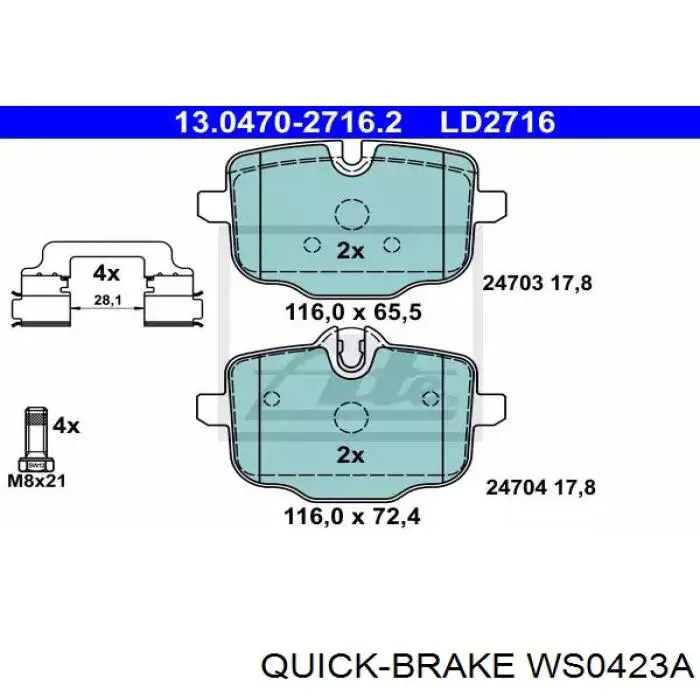 WS0423A Quick Brake sensor abs trasero