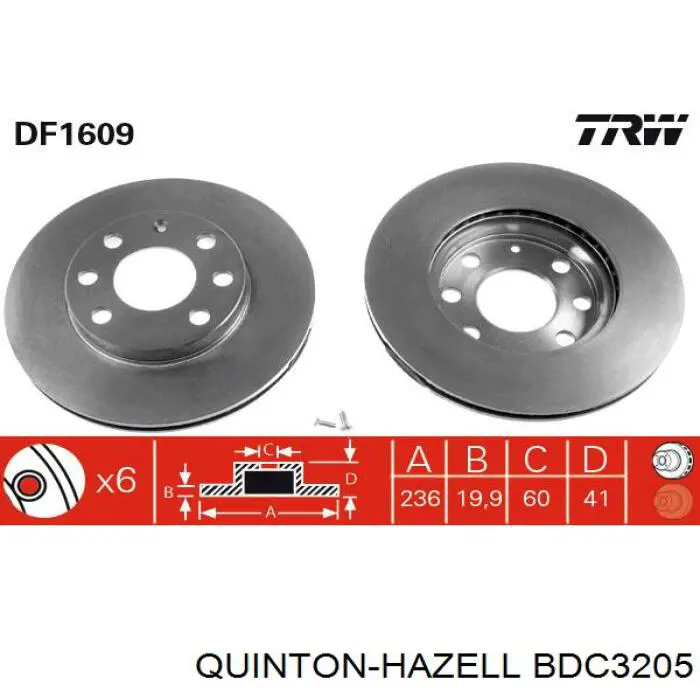 Freno de disco delantero Opel Astra 51, 52, F35, M35
