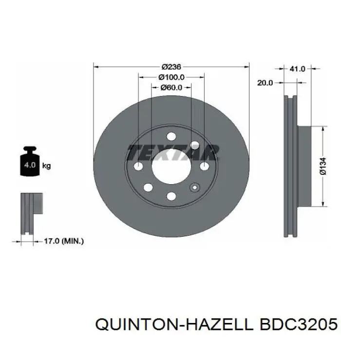 BDC3205 QUINTON HAZELL freno de disco delantero