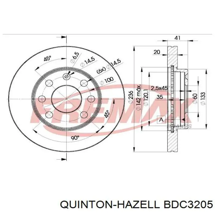 Freno de disco delantero Opel Astra 51, 52, F35, M35