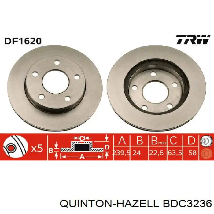 Freno de disco delantero Ford Escort 4 GAF, AWF, ABFT